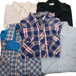 Vintage Western Pearl Snap Shirt Lot Assorted Long Sleeve Wrangler